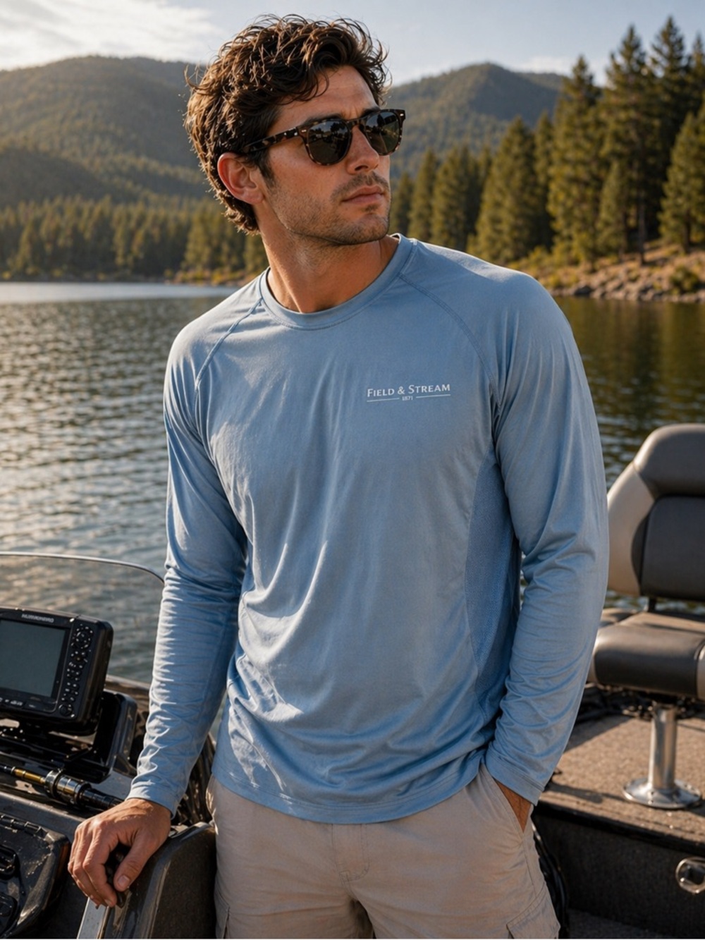 Field & Stream UPF 50 Sun Defender Blue Performance Long Sleeve Shirt